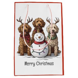 Frohe Weihnachten Goldendoodle Hunde Mittlere Geschenktüte
