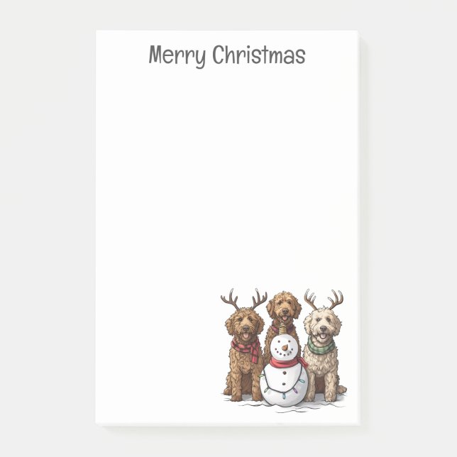 Frohe Weihnachten Goldendoodle Hunde Post-it Klebezettel (Vorderseite)