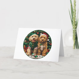 Frohe Weihnachten Goldendoodle Welpen Hunde
