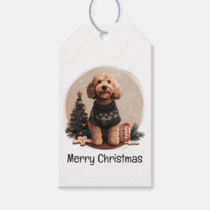 Frohe Weihnachten Goldendoodle Welpen Hunde Geschenkanhänger
