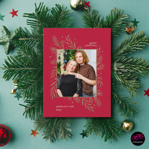 Frohe Weihnachten Goldene Blätter Familienfoto Rub