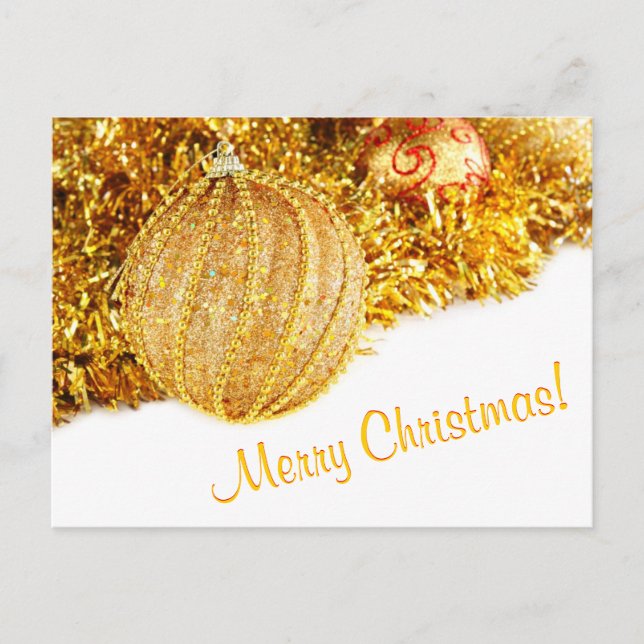 Frohe Weihnachten Goldene Postkarte (Vorderseite)