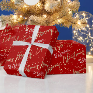 Frohe Weihnachten Goldene Schrift aus dem Namen Wi Geschenkpapier