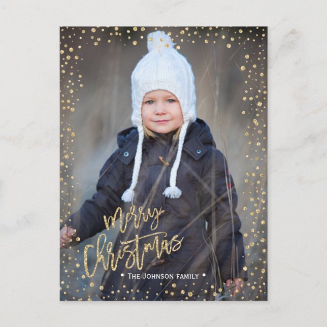 Frohe Weihnachten | Goldpunkte | Foto Postkarte (Vorderseite)