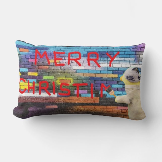 Frohe Weihnachten Graffiti Lumbar Pillow Lendenkissen (Vorderseite)