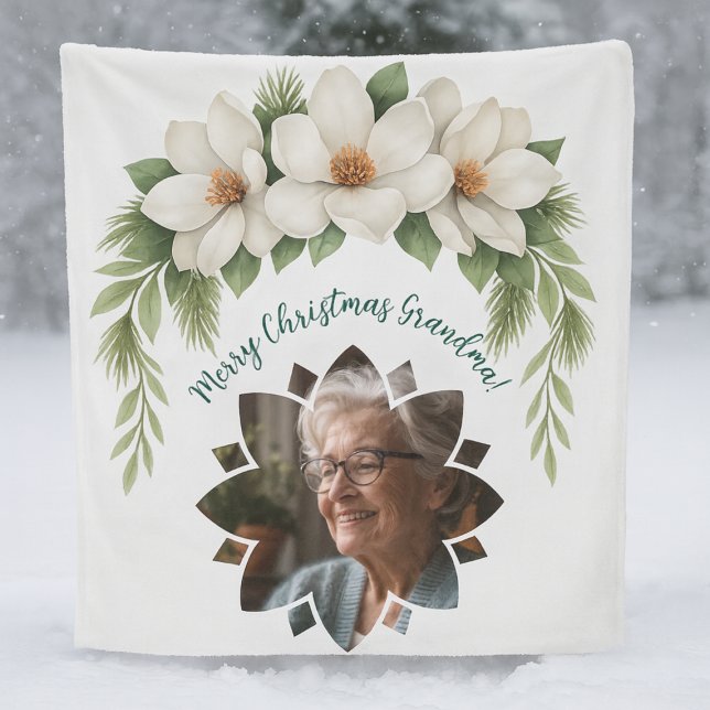 Frohe Weihnachten Grandma Foto Weihnachtsgeschenk Fleecedecke (Von Creator hochgeladen)