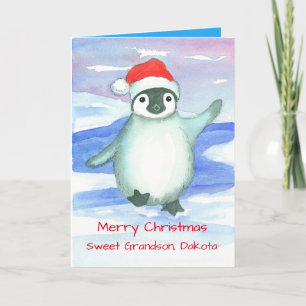 Frohe Weihnachten Grandson Baby Penguin Custom