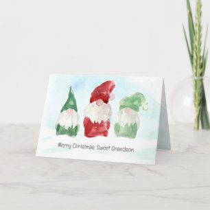 Frohe Weihnachten Grandson Holiday Gnomes Snow Karte