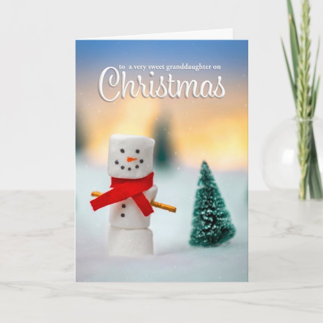 Frohe Weihnachten Grandtochter Marshmallow Snowman (Vorderseite)