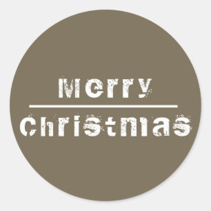 Frohe Weihnachten Grau und Weiß Urlaub Runder Aufkleber