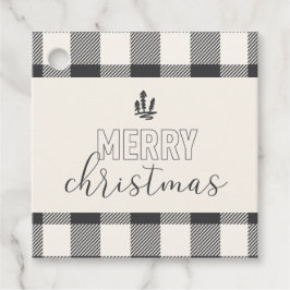 Frohe Weihnachten Gray Buffalo Kariert Geschenkanhänger