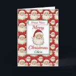 Frohe Weihnachten Great Niece Santa<br><div class="desc">Eine schöne Weihnachtskarte aus Nichte. Das Design-Muster zeigt santa claus lächelnd Gesicht und einen roten Hintergrund. Alle Texte können nach Bedarf geändert werden, um sie anzupassen. Ändern Sie Tochter, Nichte oder Schwester, dann personalisieren Sie sie mit einem Namen und einer inneren Nachricht.</div>