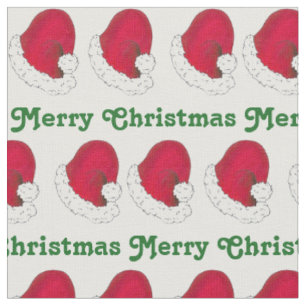 Frohe Weihnachten Green Red Santa Claus Hat Xmas Stoff