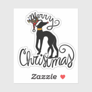 Frohe Weihnachten Greyhound Reindeer Aufkleber