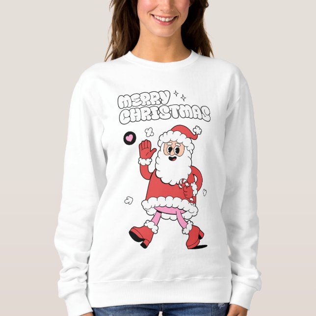 Frohe Weihnachten - Groovy Santa Strut Sweatshirt (Vorderseite)