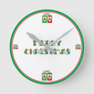 Frohe Weihnachten Große Acryl-Wanduhr Runde Wanduhr