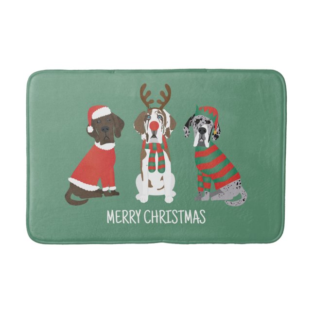 Frohe Weihnachten Große Dane Hunde Badematte (Vorderseite)