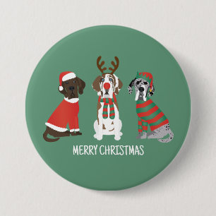 Frohe Weihnachten Große Dane Hunde Button
