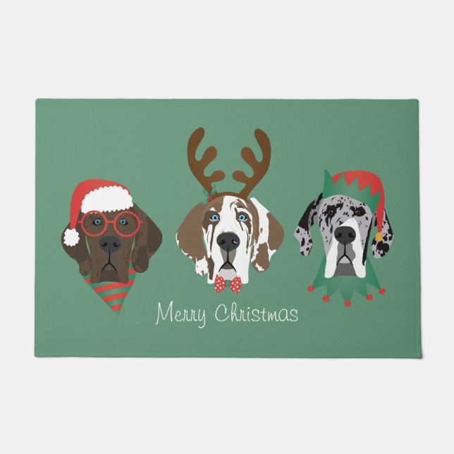 Frohe Weihnachten Große Dane Hunde Fußmatte (Vorderseite)