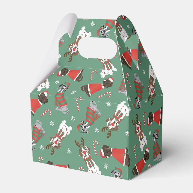Frohe Weihnachten Große Dane Hunde Geschenkschachtel (Vorderseite)