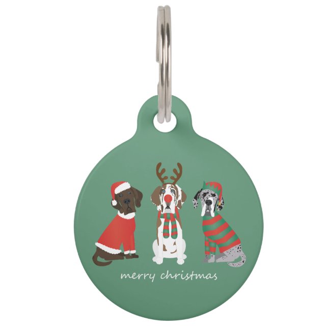 Frohe Weihnachten Große Dane Hunde Haustiermarke (Vorderseite)