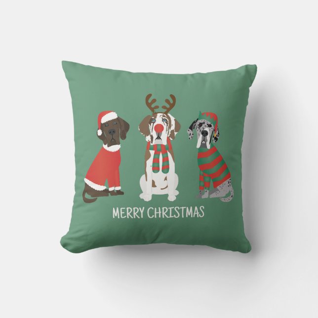 Frohe Weihnachten Große Dane Hunde Kissen (Vorderseite)