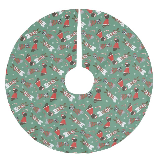 Frohe Weihnachten Große Dane Hunde Polyester Weihnachtsbaumdecke (Vorderseite)