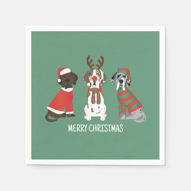 Frohe Weihnachten Große Dane Hunde Serviette (Vorderseite)