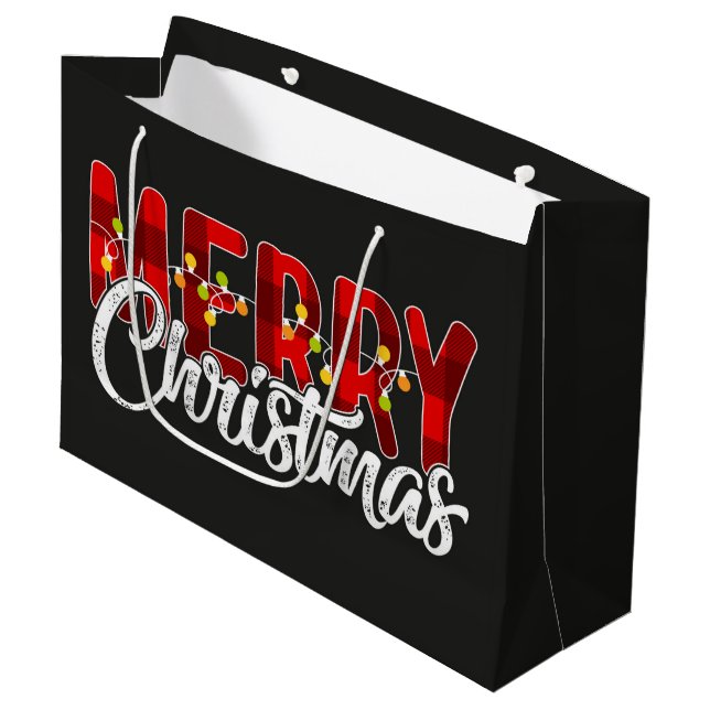 Frohe Weihnachten Große Geschenktüte (Vorderseite Schrägansicht)
