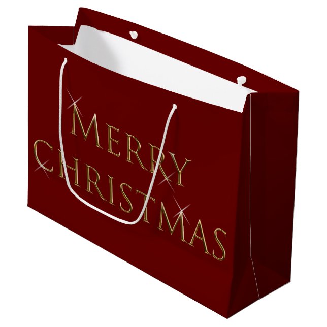 Frohe Weihnachten Große Geschenktüte (Vorderseite Schrägansicht)