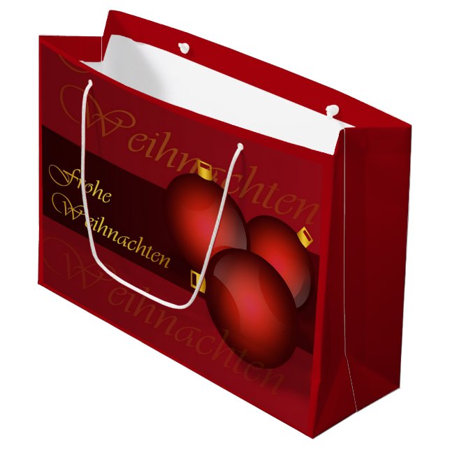 Frohe Weihnachten Große Geschenktüte (Vorderseite Schrägansicht)