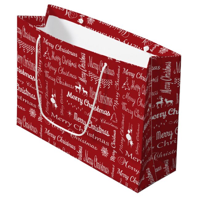 Frohe Weihnachten Große Geschenktüte (Vorderseite Schrägansicht)