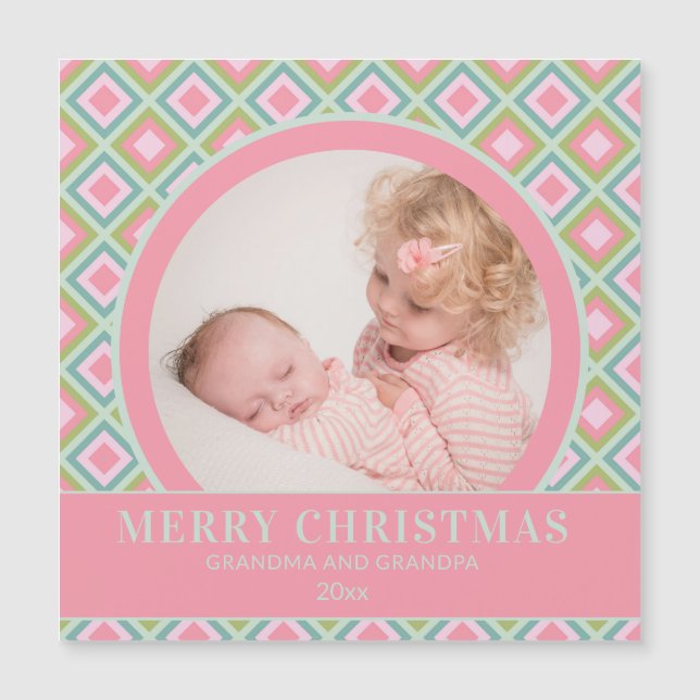 Frohe Weihnachten Großeltern Pastel Foto Magnetkarte (Vorderseite)