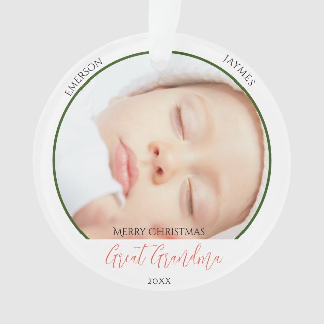 Frohe Weihnachten Großes Oma Foto Script Ornament (Vorderseite)