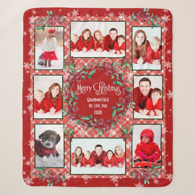 Frohe Weihnachten Großmutter Familie Foto Collage Sherpadecke (Vorderseite)
