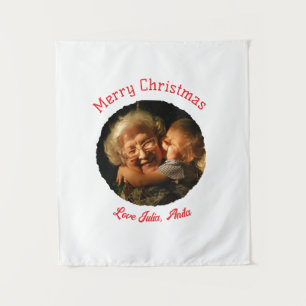 Frohe Weihnachten Großmutter Tochter Foto Kreis Wandteppich