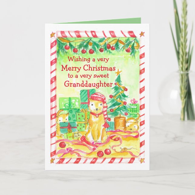 Frohe Weihnachten Großtochter Cats Kittens Karte (Vorderseite)