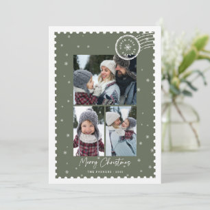 Frohe Weihnachten Grün 3 Foto Collage Stempel