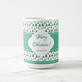 Frohe Weihnachten Grün Blauer Tree Kaffeetasse