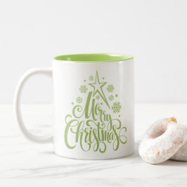 Frohe Weihnachten Grün Moderne Zweifarbige Tasse