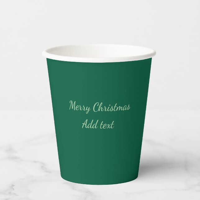 Frohe Weihnachten Grün schlichten Hintergrund Urla Pappbecher (Vorderseite)