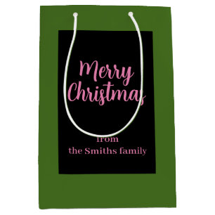 Frohe Weihnachten Grün und Rosa Minimal Mittlere Geschenktüte