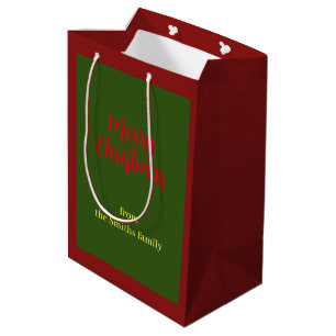 Frohe Weihnachten Grün und Rot Minimal Mittlere Geschenktüte