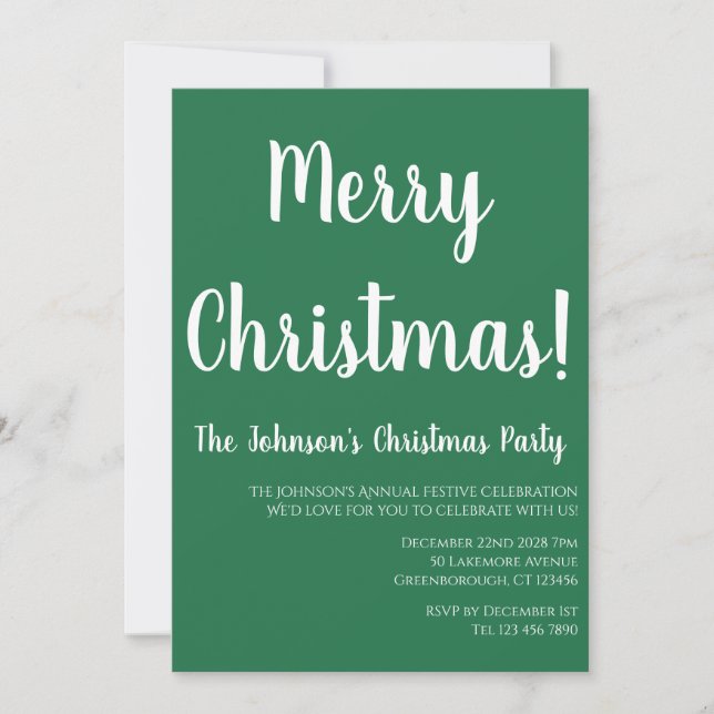Frohe Weihnachten Grün Weihnachten Party Einladung (Vorderseite)