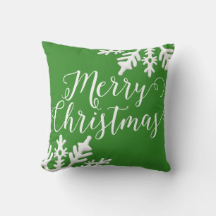 Frohe Weihnachten Grün weiße Schneeflocken Weihnac Kissen