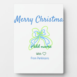 Frohe Weihnachten grüne blaue Bogen fügen Familien Fotoplatte