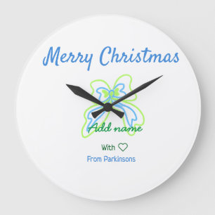 Frohe Weihnachten grüne blaue Bogen fügen Familien Große Wanduhr