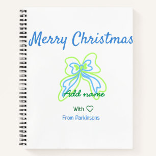 Frohe Weihnachten grüne blaue Bogen fügen Familien Notizbuch
