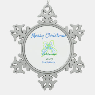 Frohe Weihnachten grüne blaue Bogen fügen Familien Schneeflocken Zinn-Ornament