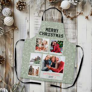 Frohe Weihnachten Grüne Doodles 5 Foto Familien-Ge Schürze